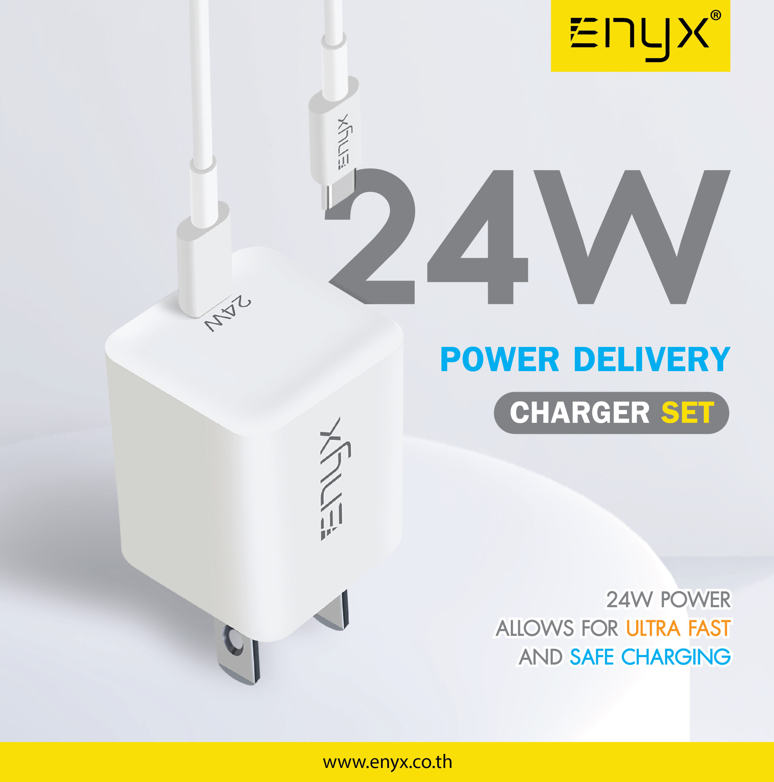 Enyx ES5 Es-05 24W PD Charger Power Delivery Charger Set PD Cable Power Delivery Cable Fast Charge หัวชาร์จ 24 วัตต์ หัวชาร์จพีดี หัวชาร์จความเร็ว ชาร์จด่วน ฟาสชาร์จ ชุดชาร์จ  สายชาร์จ